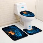 Polyester Cartoon Toilet Lid Cover And Rug Set OEM ODM