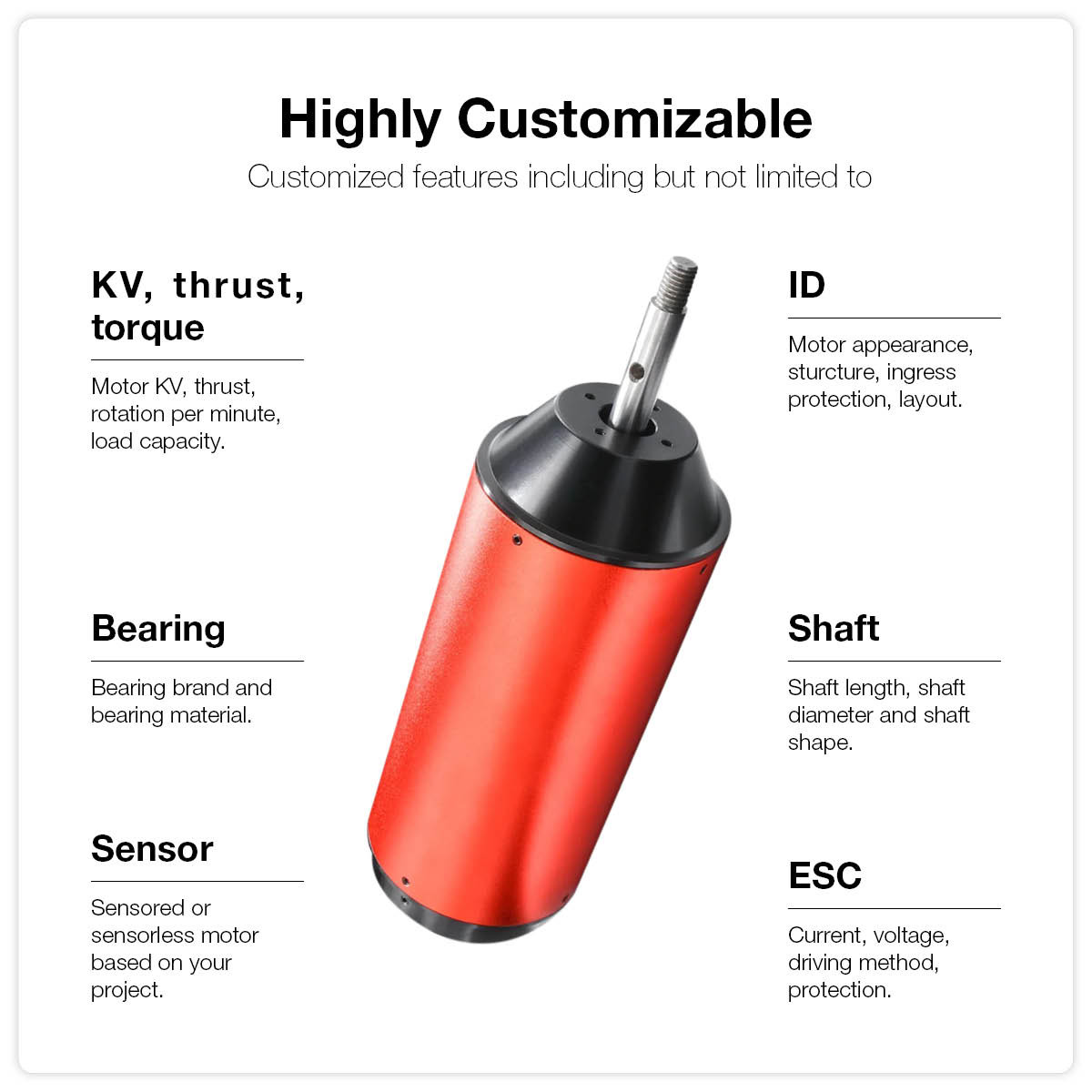 70141 Waterproof IP68 Inrunner Brushless DC Motor For Efoil Jet Boat And Underwater Scooter