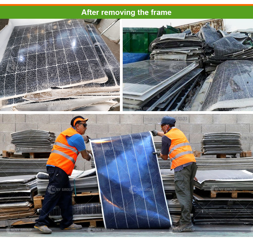Solar Panel Aluminum Alloy Frame Removing Recycling Machine with 150mm Hydraulic Stroke