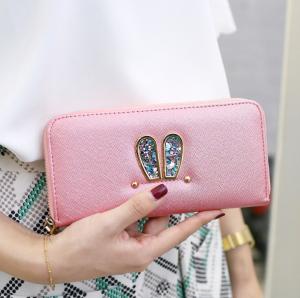 Wholesale 2016 new Korean simple fashion student Ms. cute rabbit long paragraph two fold wallet women from china suppliers