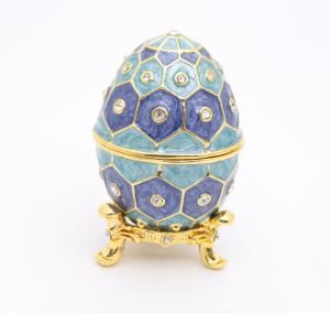 Wholesale Faberge Egg Crystals Jewelry Trinket Box Gift Enamel Easter Faberge Egg Jewellery Box Ring Earrings Russian Case from china suppliers