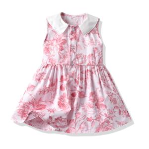 Wholesale Summer Children'S Clothing Print Girls Dresses Sleeveless Cotton Princess Dress from china suppliers