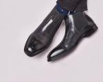 Full Grain Leather Mens Side Zip Dress Boots Round Toe Mens Black Leather Boots