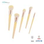 Beveling Ferrule Luxury Makeup Brushes 10pcs Yellow Plastic Handle Synthetic