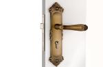 Room Door Mortise Lock Set With 130×68 mm Lever Handle Antique Yellow Bronze