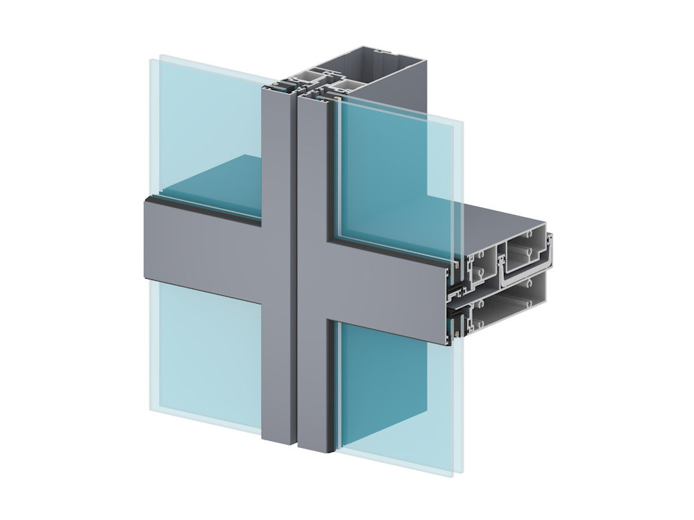 Ventilated Facades Aluminium Curtain Wall Profile Lightweight Eco Friendly