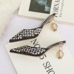 6111-1 Korean fashion pointed shallow mouth high heels sexy thin rhinestone