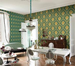 Wholesale PVC Wallpaper Damask Chinese Wallcovering Vendor European Style Room Sofa Background from china suppliers