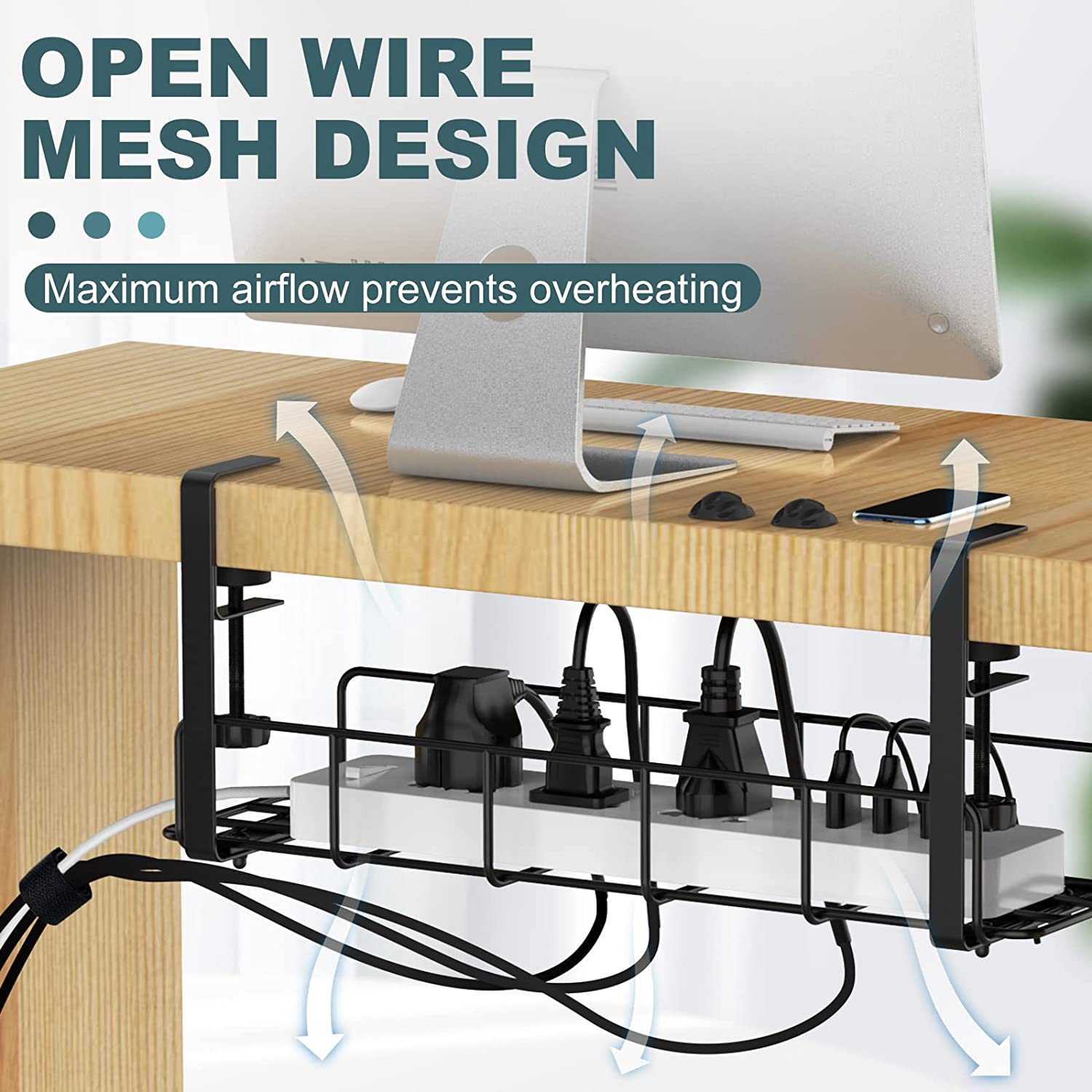 Convenient No Drill Standing Desk Cable Management Tray with Lead Time of 10-30 Days