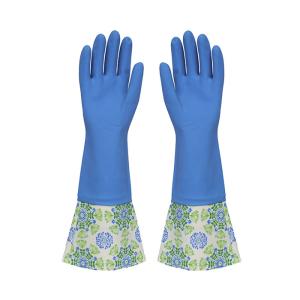 Wholesale Flocklined Extra Long Sleeve Rubber Gloves Natural Latex Durable Waterproof from china suppliers