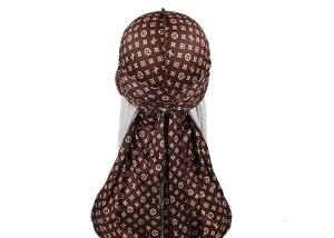 Wholesale Small Print Brown LV Silk Silky Satin Designer Durag Supplier Bulk Wholesale from china suppliers