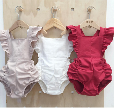 Premium organic cotton Lotus leaf+bowknot design baby girl clothes newborn