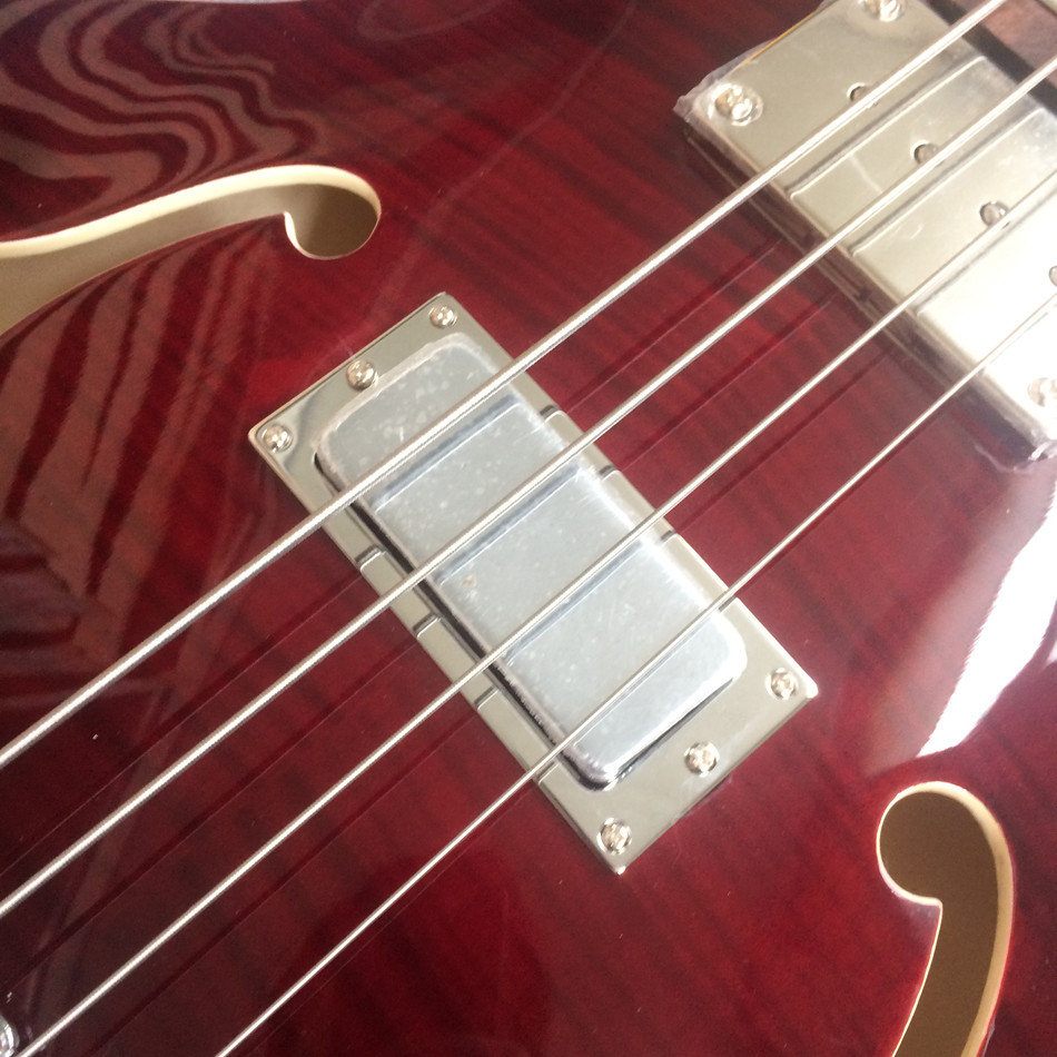 Custom Flamed Maple Top Dot Inlay Chrome Hardware 4 String Jazz Bass