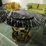 Tempering Contemporary Luxury Dining Table 1350mm , Ebony Lazy Susan Dining