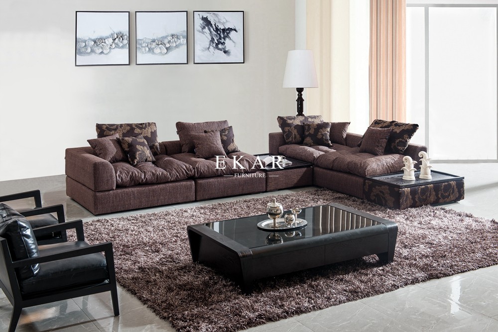 Living Room Couch Linen Fabric Sectional Sofa Set Designs AW-827