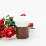 Home Art Crafts Perfume Bottle Lid Wooden Ceramic Cup Base With Wooden Stand