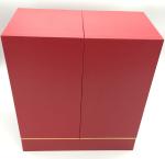 Fan Shaped Open PU Leather Box / Magnetic 3 Wine Bottles Red Paper Cardboard Box
