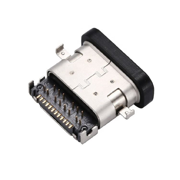 Waterproof USB 3.1 Type C 24 Pin Female Connector Horizontal SMT DIP Mounting Sinking Plate USB Socket