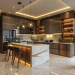 Custom Design Stainless Steel Island Kitchen Cabinets Solid Wood Carcass Kitchen