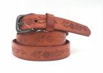 Cowhide Genuine Embossed Leather Belt For Women Gunmetal Pin Buckle