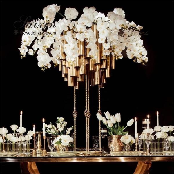ZT-578G New Luxury gold metal pipe tall stands for wedding decoration flower