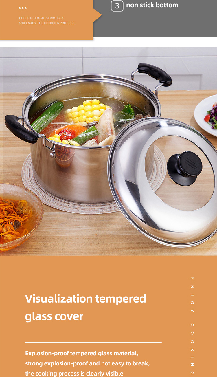 Best Sale Cooking Soup Pot Kitchen Stainless Steel Soup & Stock Pot With Visual Pot Lid