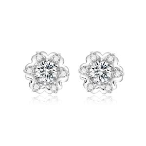 Wholesale New Flower Design 18k Lab Grown Diamond Earrings Jewelry for Women NGTC Certified Round shape diamond Earrings from china suppliers