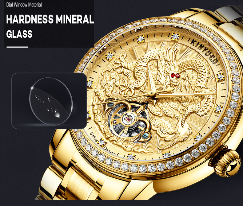KINYUED watches men wrist Automatic Mechanical Movement stainless steel band custom logo