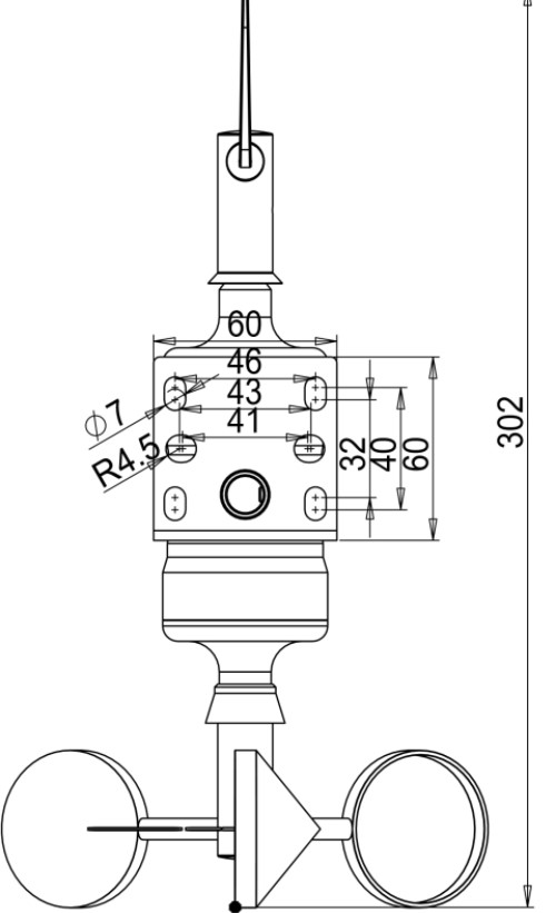 IP64 Protection level BGT DC 5V 0-5V T Type anemometers and vanes for Weather Station
