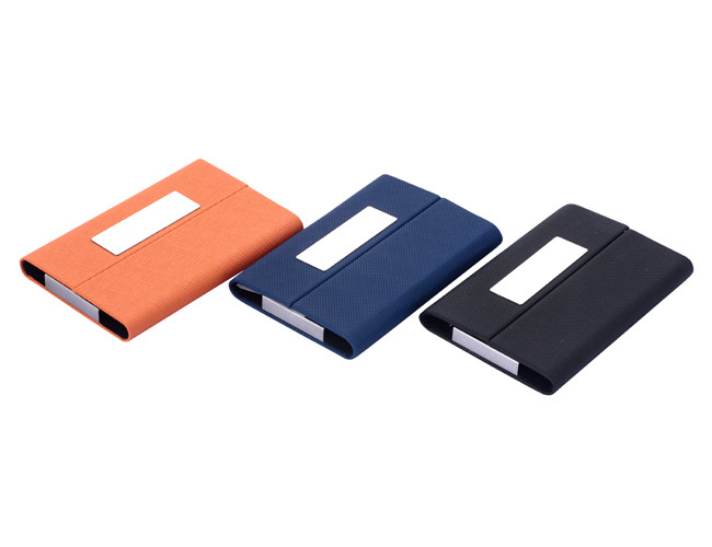 Debossing Name Card Holder Magnetic Closure Zinc Alloy Pu Leather Card Holder