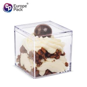 Wholesale Europe-Pack direct sell disposable 130ml square cups with lid for dessert from china suppliers