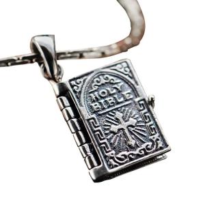 Wholesale Sterling 925 Silver Holy Bible Pendant Men Women Retro Necklace (003967W) from china suppliers