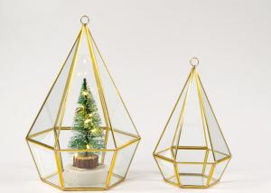 Wholesale Diamond shape copper glass artifact Christmas tree cover box gold hexagonal geometric greenhouse ornaments pendant from china suppliers