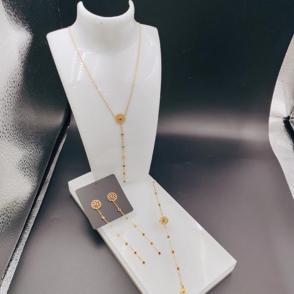 New Arrival Trendy Lines Newest Gold Color Stainless Steel Earring ,Necklace ,