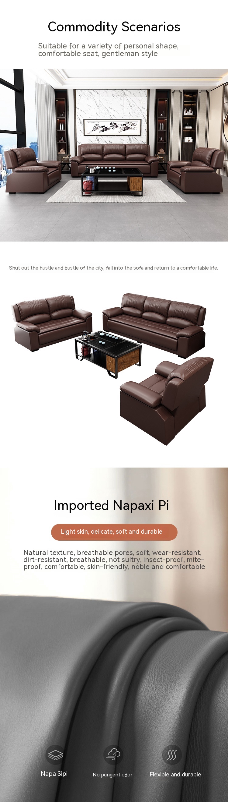 Italian Design Negotiation Coffee Table Combination for Parlor and Business Reception