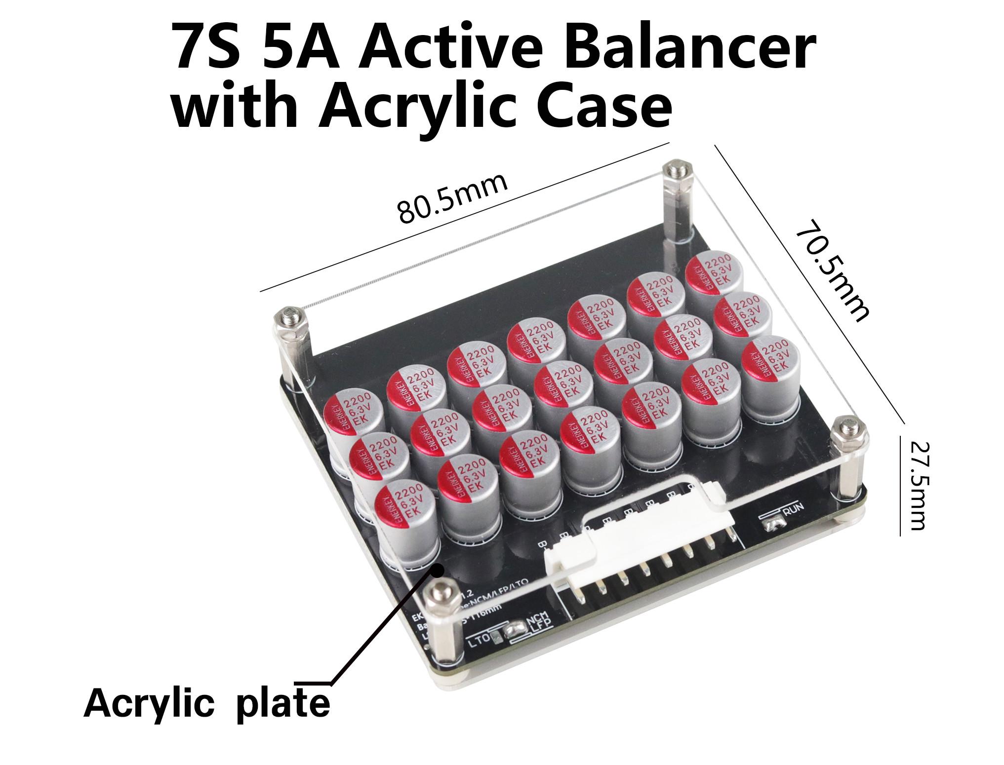 Enerkey 5A 3S 4S 5S 6S 7S 8S 9S 10S 12S 14S 16S 17S 21S Lithium Active Equalizer with Acrylic Plate Li-ion/Lto/Lifepo4 Battery Balancer for Scooter