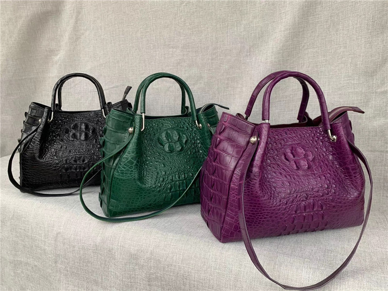 Authentic Crocodile Leather Women Large Handbag Female Single Shoulder Bag Genuine Alligator Skin OL Lady Working Purse