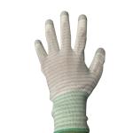 PU Top Coated Striped Static Proof Gloves Fingertip Carbon Knitted EN388 4121