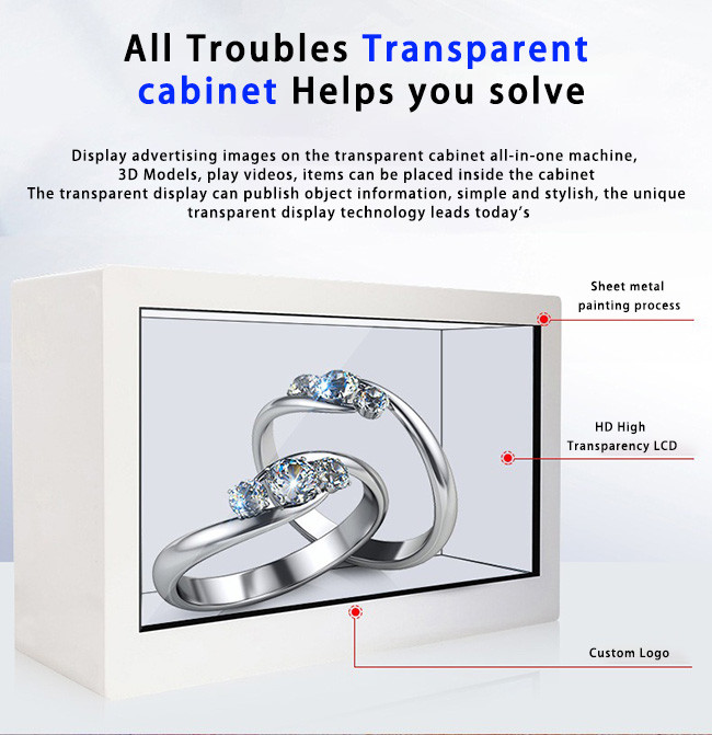 32" 43" 49" 55" 65" Transparent LCD Display Box High Resolution Touchscreen