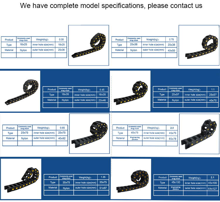 40*55mm Outer Hole Size CNC Machine Engineering Cable Carrier Drag Chain