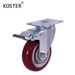 75mm Diameter Double Bearing Polyurethane Furniture Wheel Trolley Swivel Caster