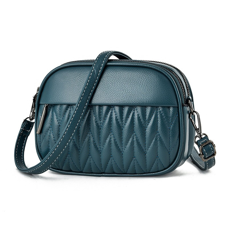 Custom Logo Avaliable Soft Leather Texture Crossbody Bag for Women Double Layer Bag