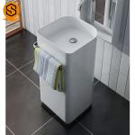 Sanitary Modern Bathroom Pedestal Sink Acrylic Solid Surface Material