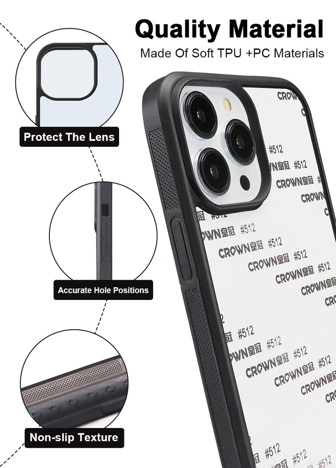TPU PC Aluminum Sublimation Phone Case For IPhone Samsung Xiaomi