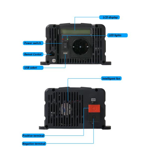 Lcd Display 600 Watt Pure Sine Wave Inverter 12V 24V Dc To Ac 110V 220V