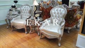 Wholesale Solid Wood White Royal Leather Elegant Antique Wooden Arm Chair from china suppliers