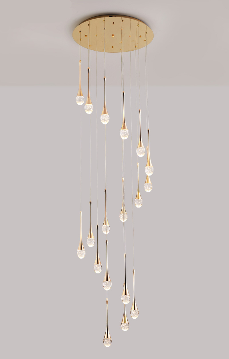 Modern staircase chandelier for living room crystal loft long hanging lamp guzhen lighting(WH-NC-61)