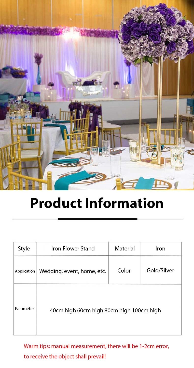 Wedding Decoration Flower Floor Stands Vase Gold Metal Floor Column Flower Stand for Party Supplies