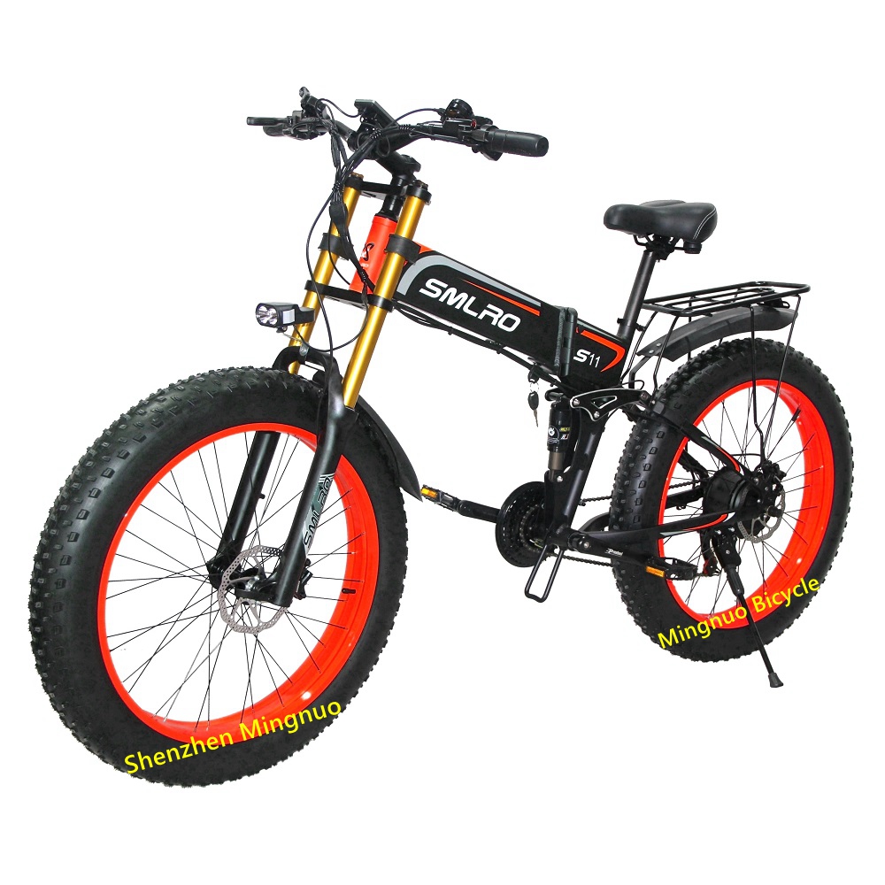 1kw Motor Folding Fat Tyre Electric Bike , ODM Electric Assist Mountain Bike