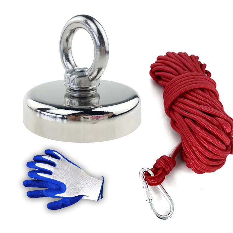 Customized Rectangular Square Pot Magnet with M10 Eyebolt Screw and 330lbs Pull Force
